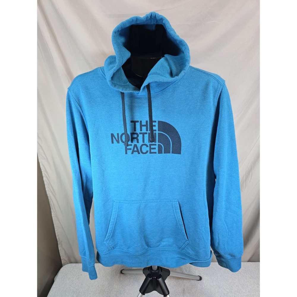 The North Face Hoodie Mens L Blue Logo Pullover Sweatshirt Casual